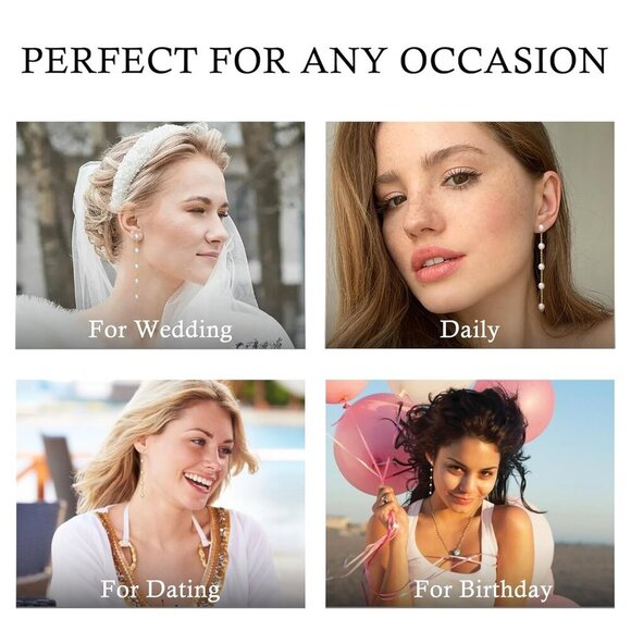 Pearl Earrings for Women, 14k Gold Pearl Drop Earrings Boho Summer Earrings as M - Picture 5 of 9